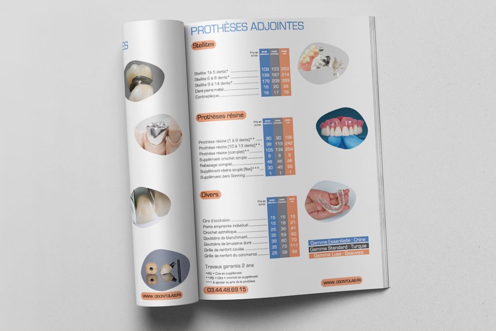 Catalogue Odotonlab repertoriant tous les produits de prothèses dentaires adjointes, conjointes, implantologie, gouttières